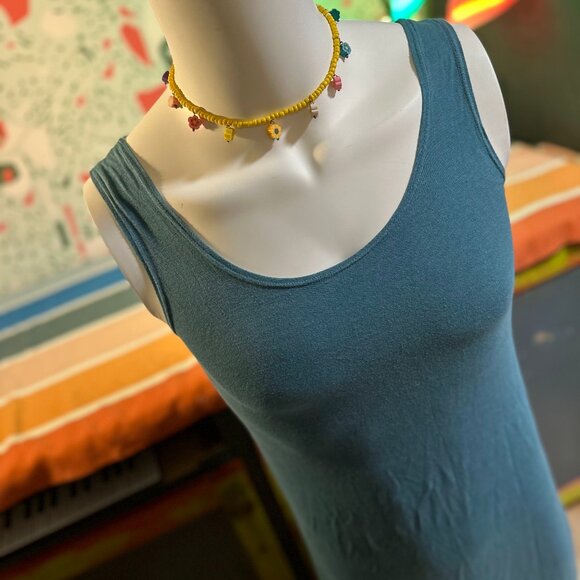 Groceries Apparel Jersey Tank Dress Teal - S - Picture 1 of 4